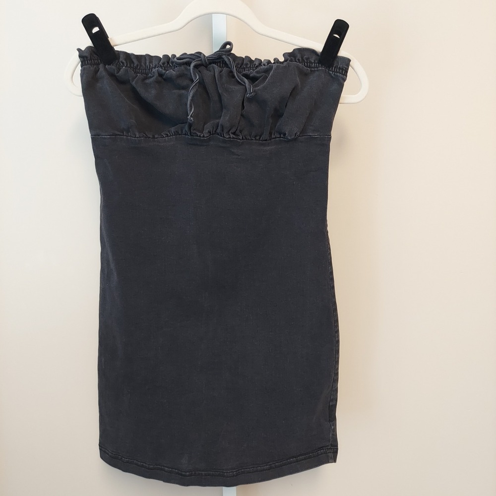 BDG Urban Outfitters Washed Denim Strapless Mini Dress Tube Top L Grunge Indie‎